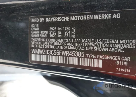 2015 Mini Countryman Cooper из США, поврежденный, VIN WMWZB3C56FWR45385